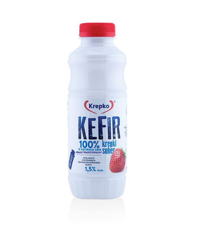 Kefir Krepki suhec/jagoda 1,5% m.m. 500g